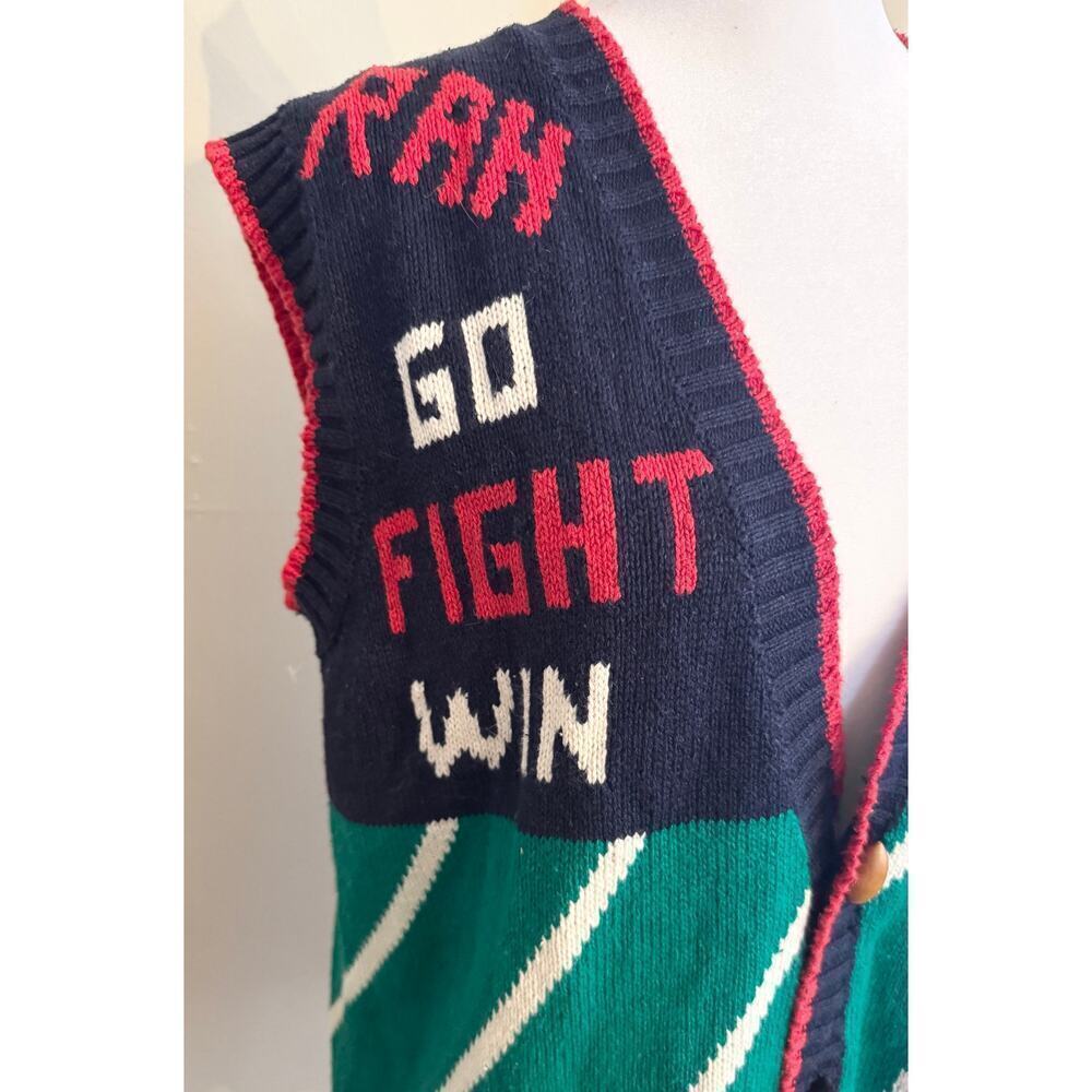 Vintage 80s/90s Eagle Eye Sweater Vest Football Hand Knit Size M - Picture 2 of 8